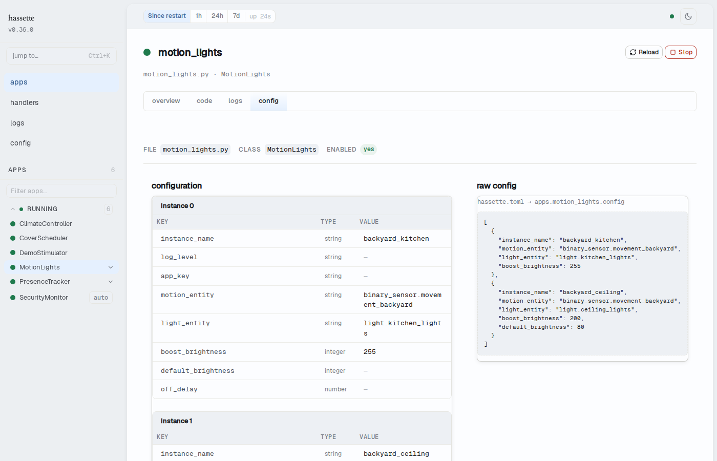 Config tab