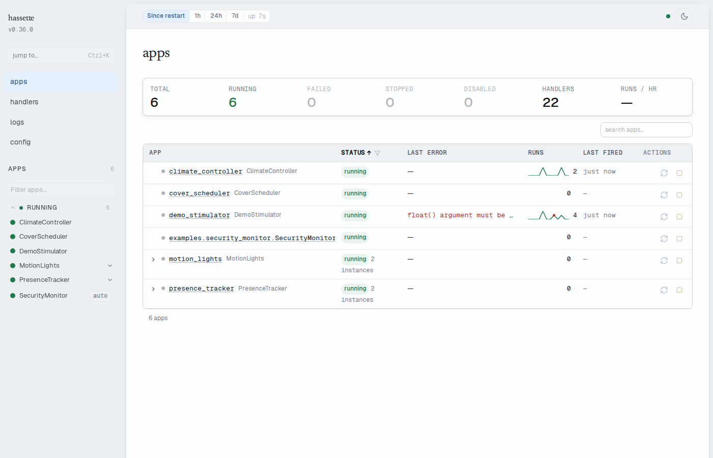 Hassette Web UI